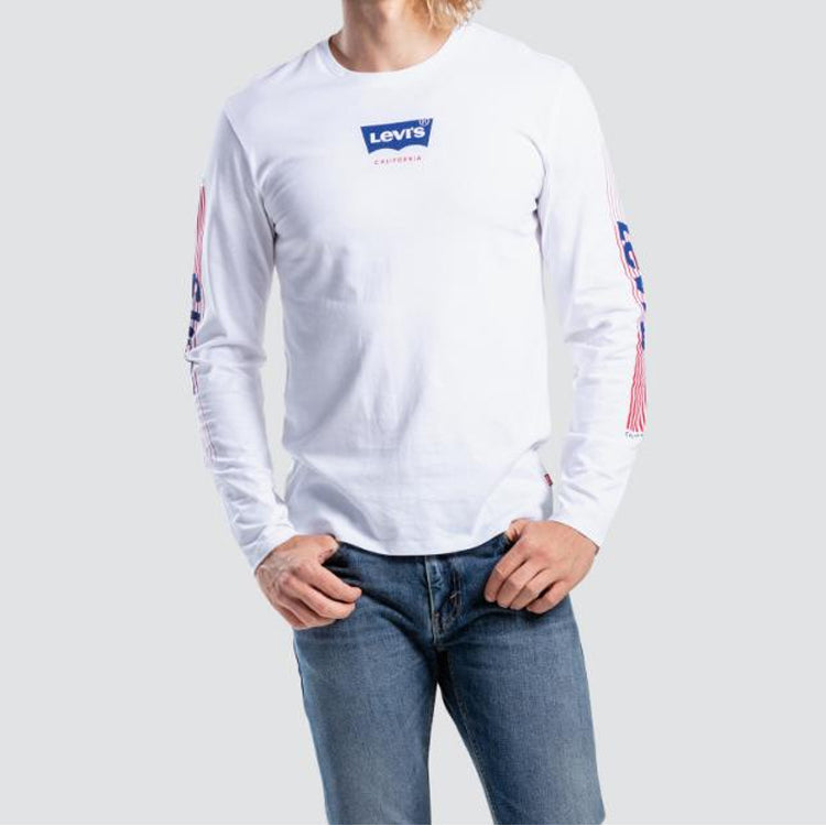Men's Levis Stripe Alphabet Logo Long Sleeves White 22538-0043