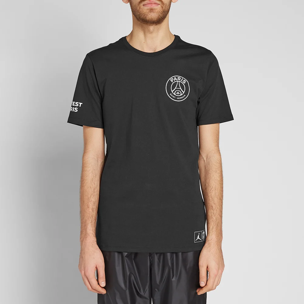 Air Jordan X PSG Crossover Paris Saint-Germain jump man Large LOGO Short Sleeve Black BQ4273-010