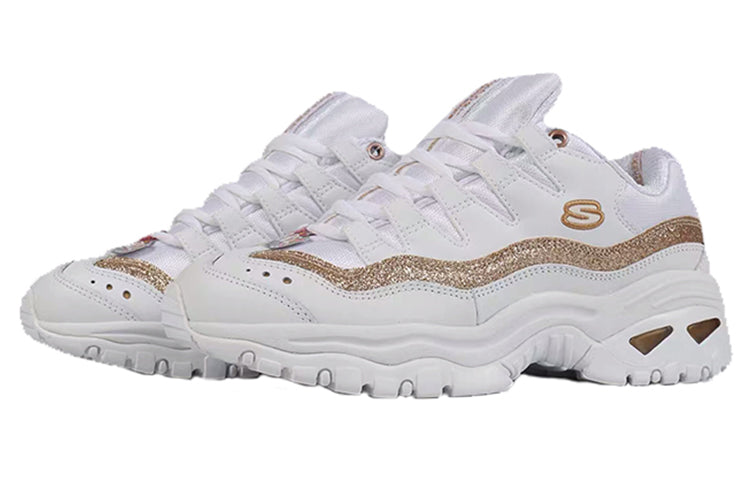 (WMNS) Skechers D'lites Running Shoes White/Gold 13415-WGD