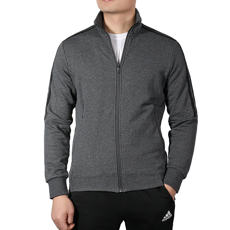 adidas Stripe Printing Knit Sports Jacket Gray DW4599