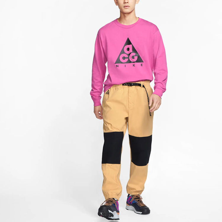 Men's Nike ACG Basic logo Long Sleeves Red T-Shirt 'Lotus Pink Black' BQ7203-662