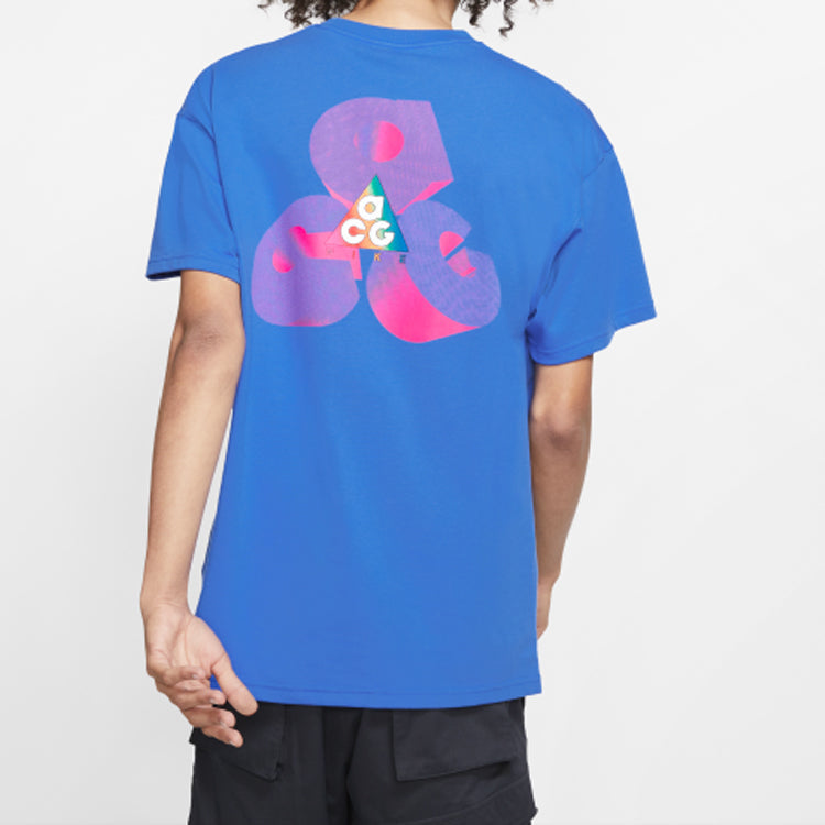 Men's Nike ACG 3D Logo Printing Short Sleeve Blue T-Shirt BV8351-480