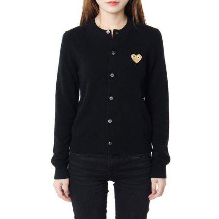 (WMNS) COMME des GARCONS PLAY Cardigan Gold Emblem 'Black' AZ-N049-051-1