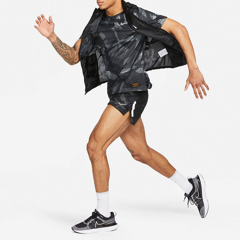 Nike Dri-Fit Miler Camouflage Running T-Shirt 'Black Grey' FD4053-010