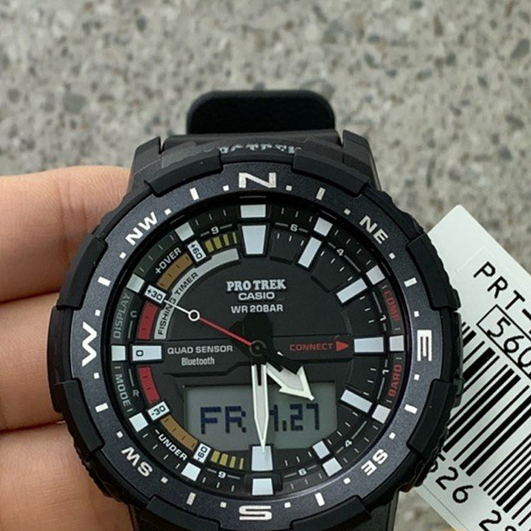 CASIO Sports Quartz Waterproof Shockproof Solar Powered Mens Black Analog/Digital Combo PRT-B70-1PRD