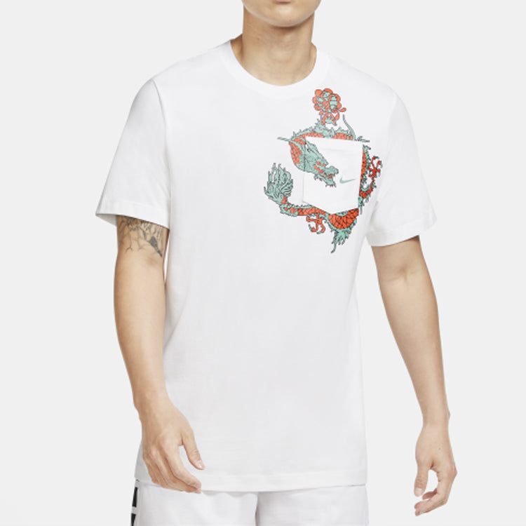 Nike Exploration Dragon Applique Pockets Short-sleeve Tee Men White CV1047-100