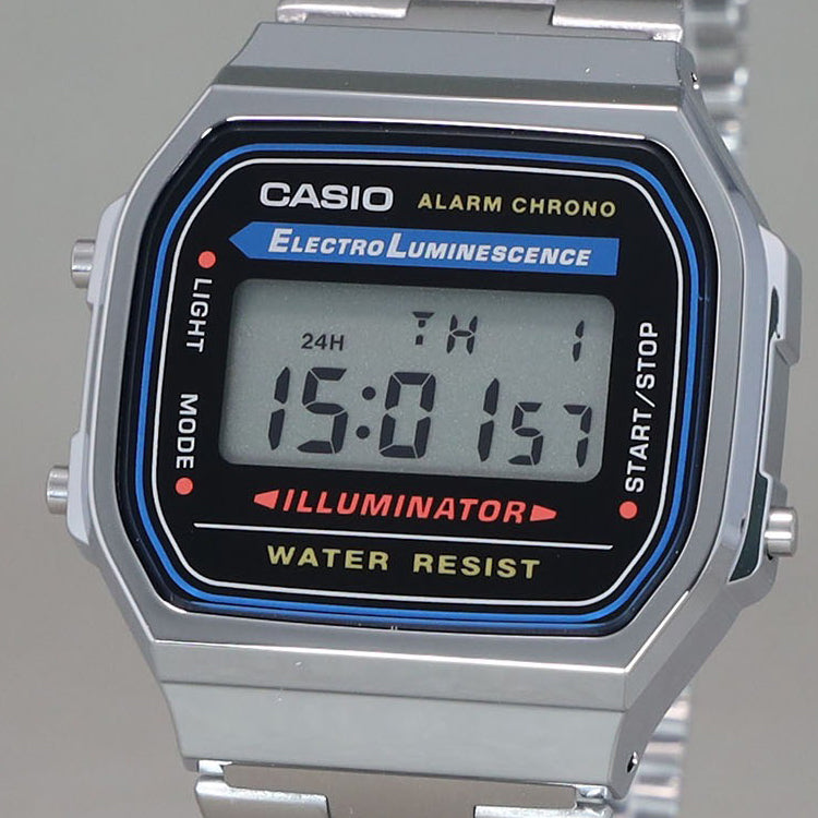 Casio Retro Fashion Digital Watch 'Silver Black Blue' A168WA-1A2WJR
