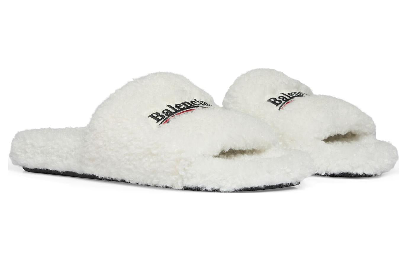 (WMNS) Balenciaga Furry Slides 'White' 654261W2DO19906