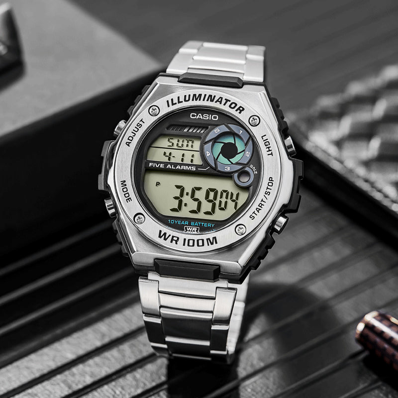 CASIO Quartz Waterproof Sports Mens SilverGray Digital MWD-100HD-1A
