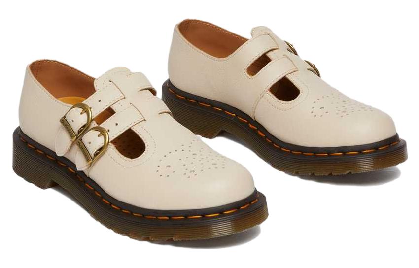 (WMNS) Dr. Martens 8065 Virginia Leather Mary Jane 'Parchment Beige' 30692292