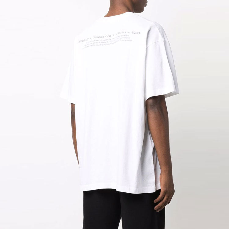 Off-White FW21 Pattern Alphabet Printing Round Neck Short Sleeve Loose Fit White OMAA038F21JER0050184