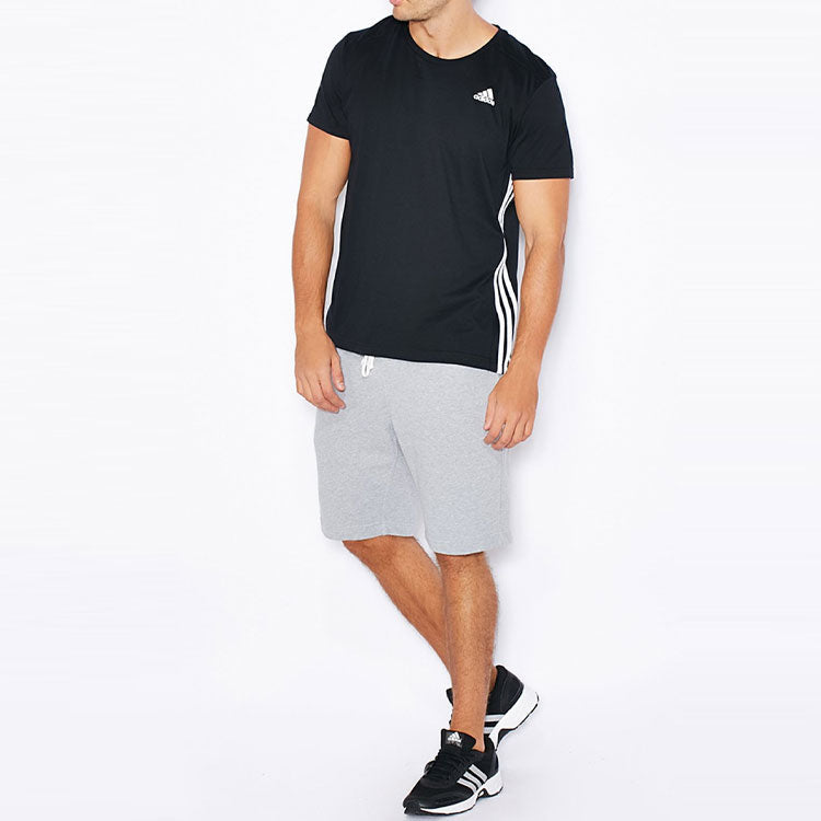 Men's adidas Casual Micro Mark Printing Round Neck Short Sleeve Black T-Shirt S17947