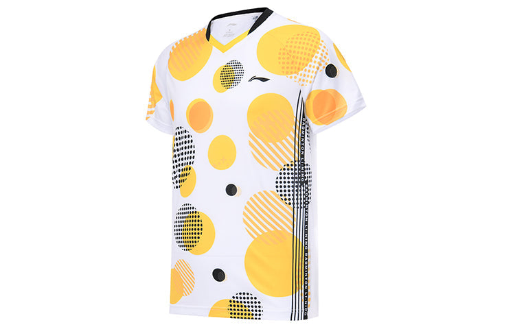 Li-Ning Badminton Wear Game Shirt 'White Yellow' AAYR381-1
