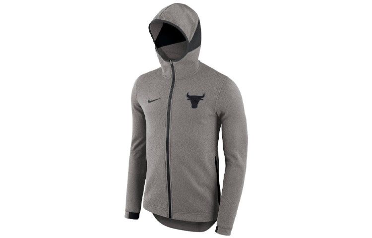Nike Dry Showtime NBA Basketball Hooded Jacket Chicago Bulls Men's Grey 911106-021