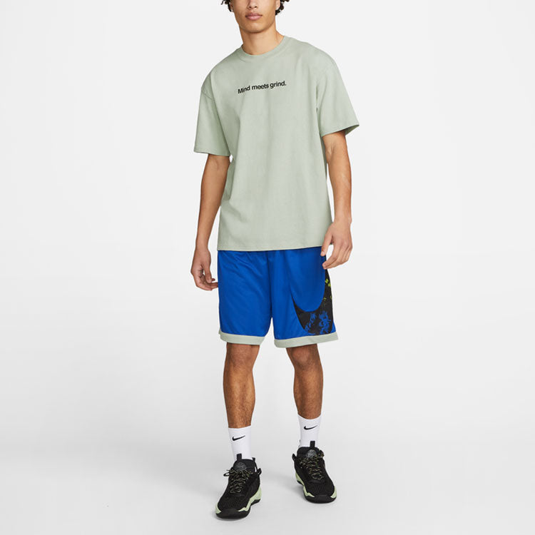Men's Nike Loose Pattern Cartoon Printing Round Neck Casual Loose Short Sleeve Aqua Blue T-Shirt DQ1906-017
