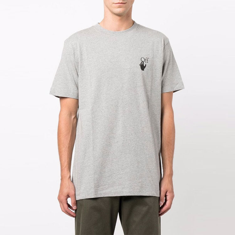 Men's Off-White FW21 Arrow Logo Cotton Short Sleeve Gray T-Shirt OMAA027F21JER0050810