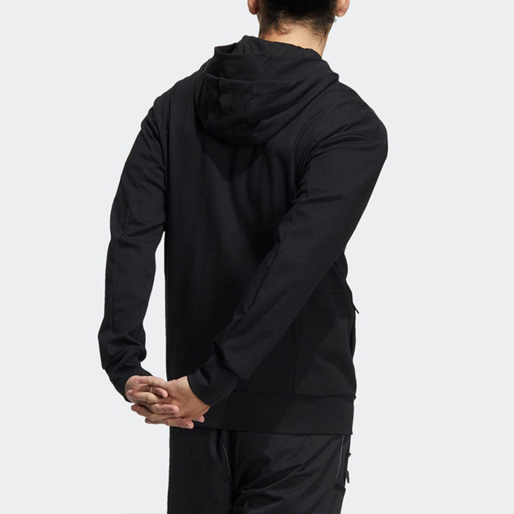 adidas WJ PO JKT Solid Color Knit Hooded Jacket Black HE5132