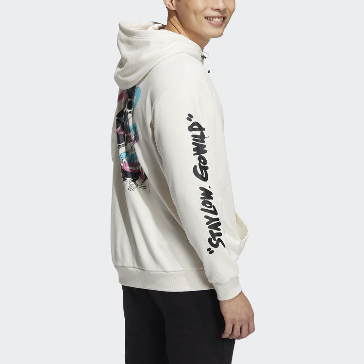 Men's adidas neo Radio W Hdy Cartoon Graffiti Printing Long Sleeves Beige HG9044