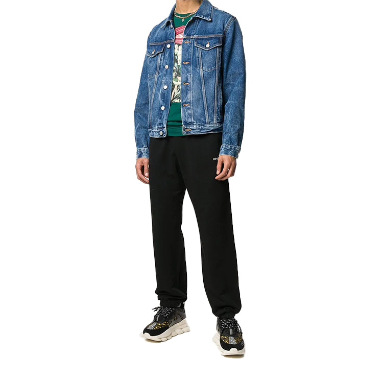 Off-White FW20 Printed Denim Jacket Men Navy OMYE054E20DEN0044910