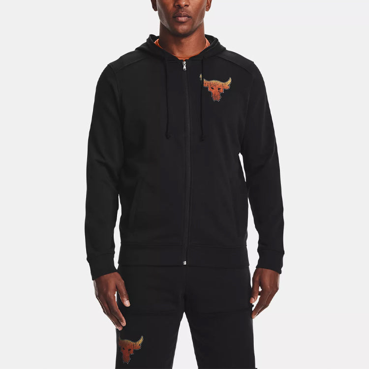 Men's Under Armour Project Rock Alphabet Pattern Printing Zipper Black 1361749-001