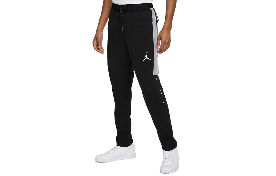 Air Jordan Air Logo Printed Knitted Color Block Casual Sports Pants Men's Black CK6463-010