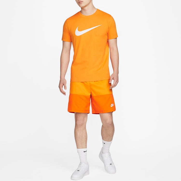 Nike Sportswear Swoosh Large Logo Printing Casual Sports Round Neck Short Sleeve Orange DC5095-886