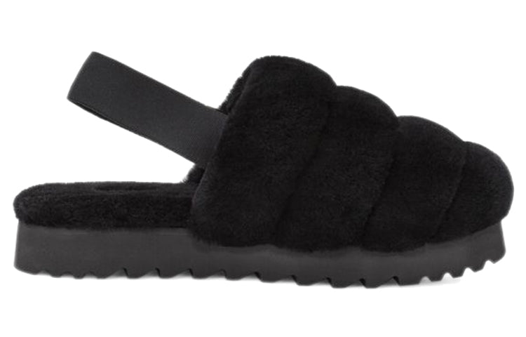 (WMNS) UGG Bulky Silhouette Fluff Slippers 'Black' 1121751-BLK