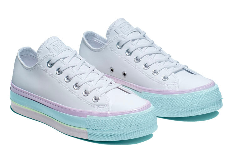 (WMNS) Converse Chuck Taylor All Star Lift Low 'White Lilac Blue' 566156C
