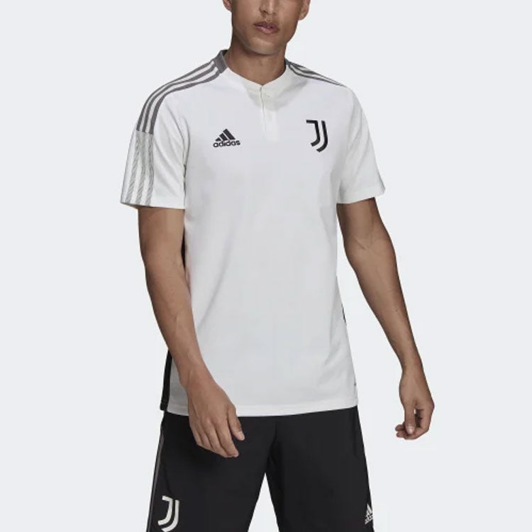 adidas Solid Color Logo Soccer/Football Sports Woven Short Sleeve Juventus White GR2973