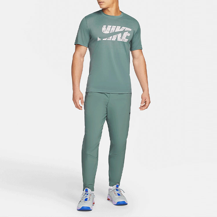 Nike SS22 Brand Logo Solid Color Round Neck Short Sleeve Green DM5671-084