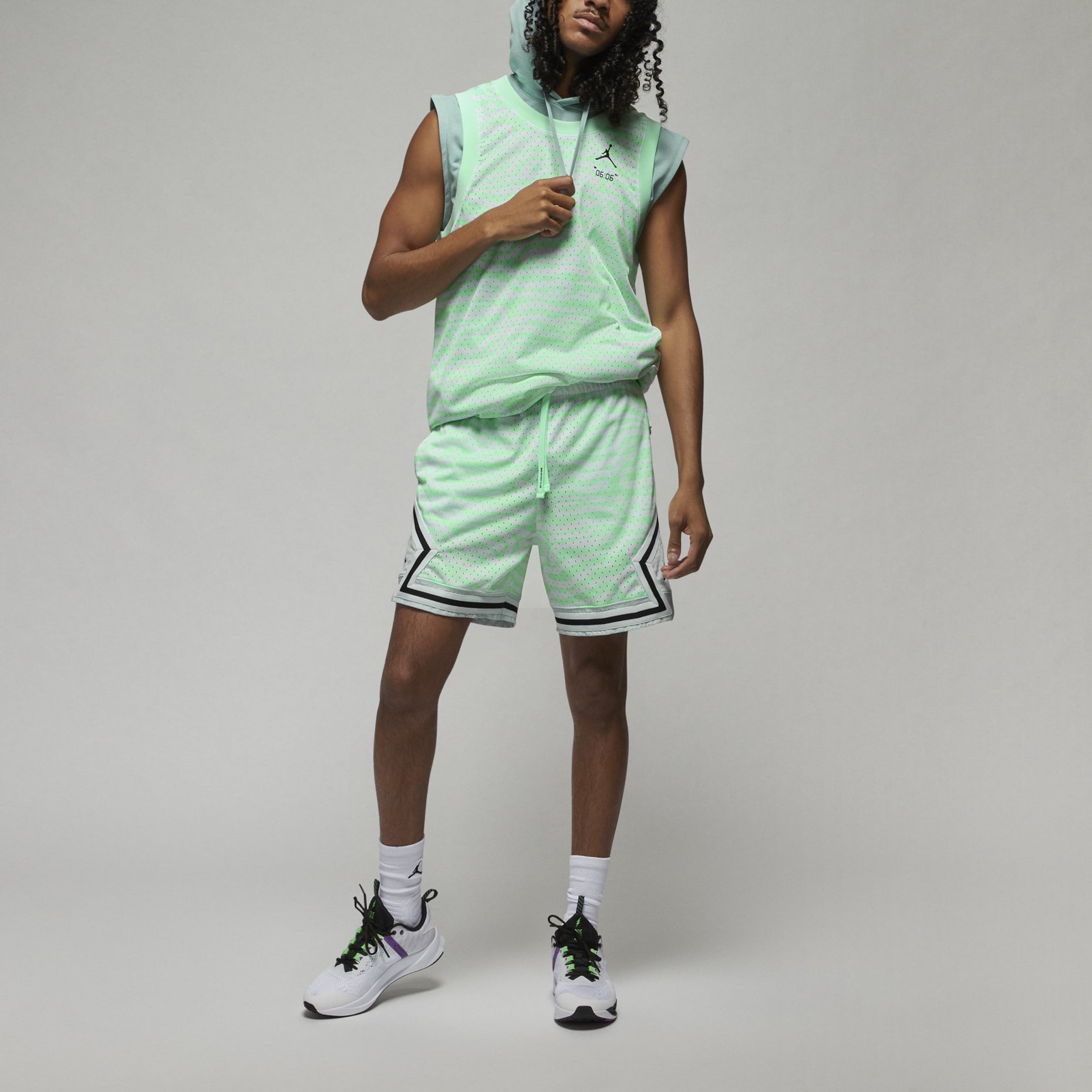 Air Jordan irregular texture Alphabet Printing Mesh Training Sports Vest Mint Green DM1825-379