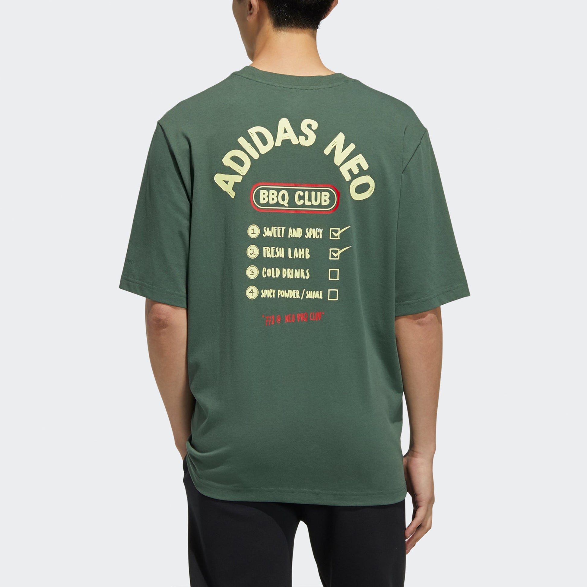 adidas neo M Bqfd Tee 2 Subject Printing Loose Sports Short Sleeve Green H62008