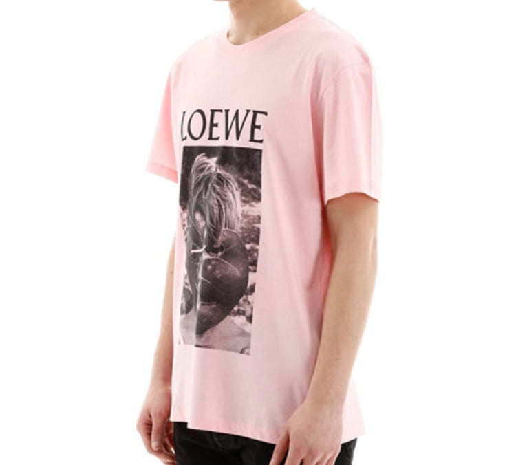 Men's LOEWE Ken Heyman Printing Cotton Short Sleeve Pink H6109980PC-7080