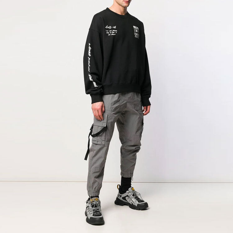Off-White SS19 Back Mens Logo Mona Lisa Round Neck Sweater OMBA035S190030051020