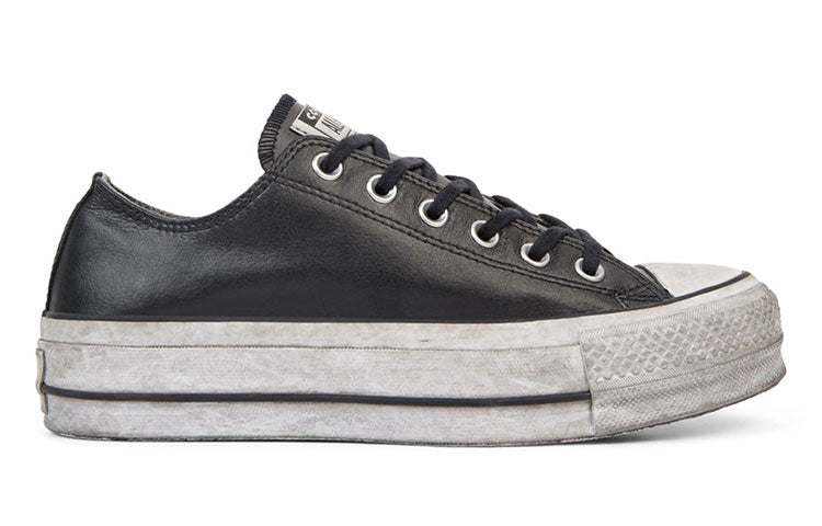 (WMNS) Converse Chuck Taylor All Star Leather Smoke Platform Low Top Retro Black White 562910C