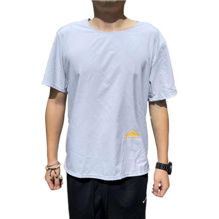 Men's Nike Solid Color Plaid Round Neck Pullover Breathable Short Sleeve Blue T-Shirt DN4483-057