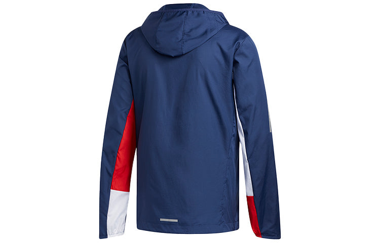 adidas Own the Run Jkt Running Sports Hooded Jacket Blue ED9291