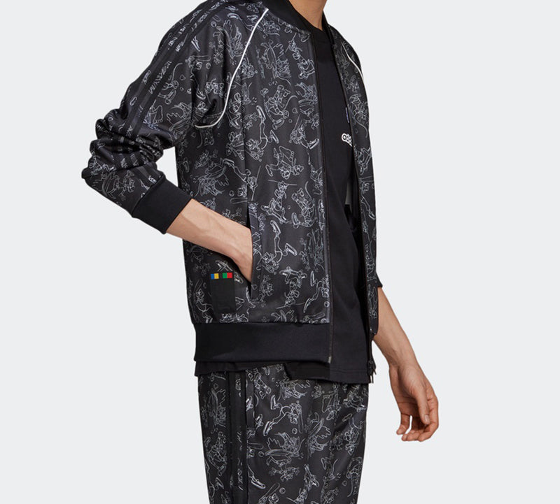 adidas x Disney Goofy Sst Tt Crossover Printing Athletics Sports Jacket Black GD6023