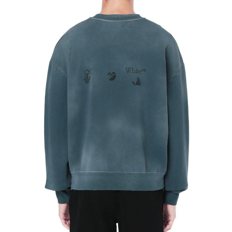 Men's Off-White Printing Round Neck Blue OMBA035F20FAB0014010