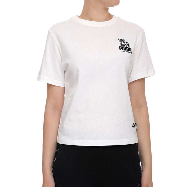 (WMNS) PUMA X Mr Doodle Printing Short Sleeve White 598654-02