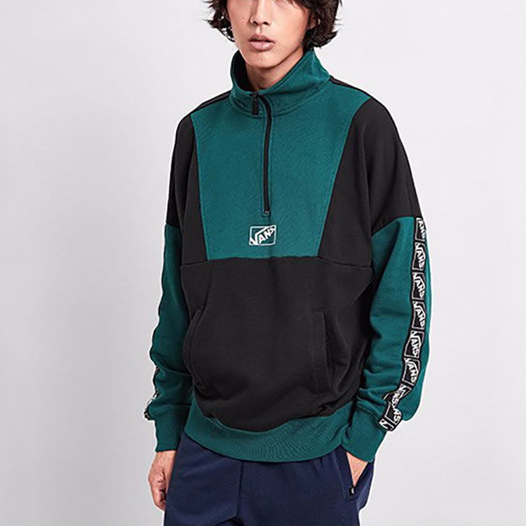 Vans Unisex Half Zipper Sweatshirt Black/Green Black-Green VN0A4BQOBLK