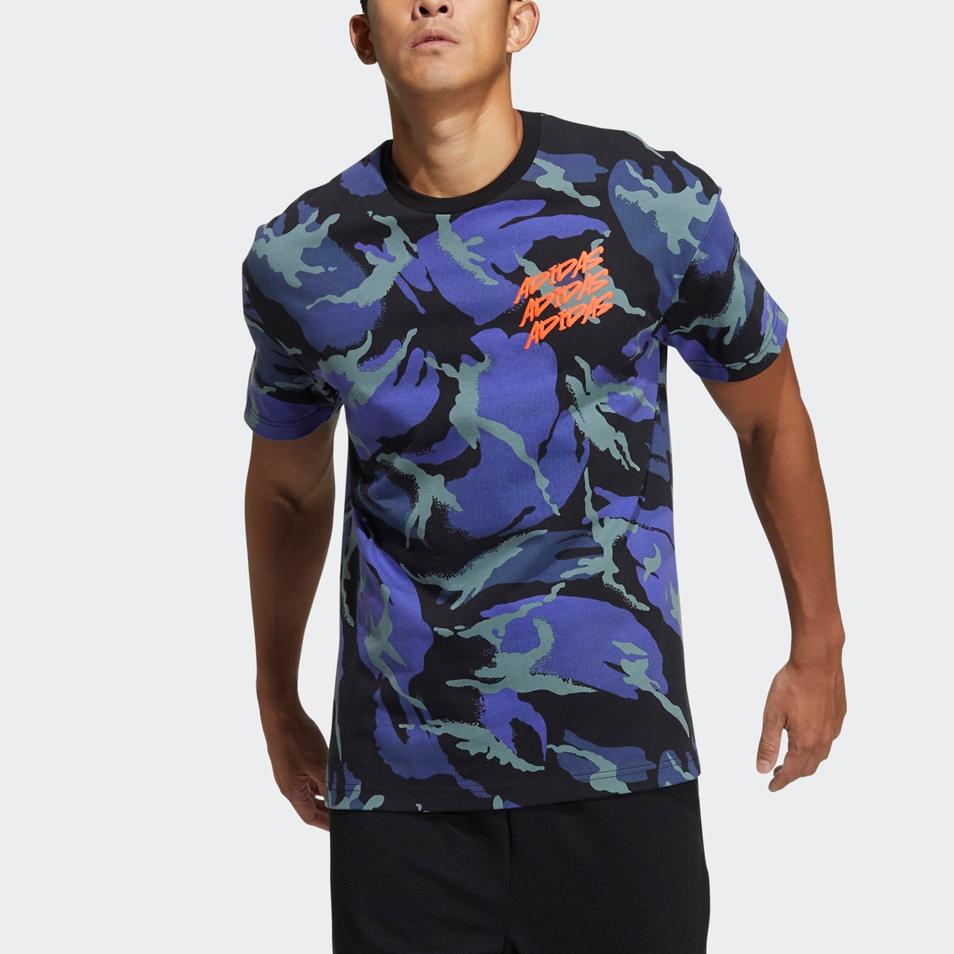 adidas Ub Gfx T Aop Sports Camouflage Printing Short Sleeve Blue GP0882