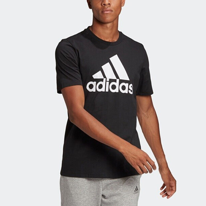 adidas Printed Big Logo Essentials Tee Short Sleeve Men's Black GK9120