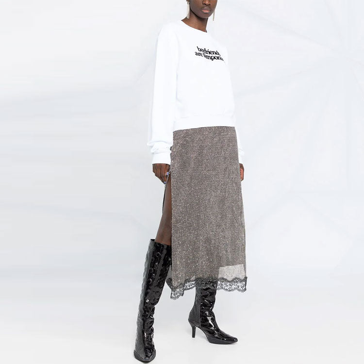 (WMNS) Off-White Slogan Printing Long Sleeves Hoodie Ordinary Version White OWBA026F20JER0020110