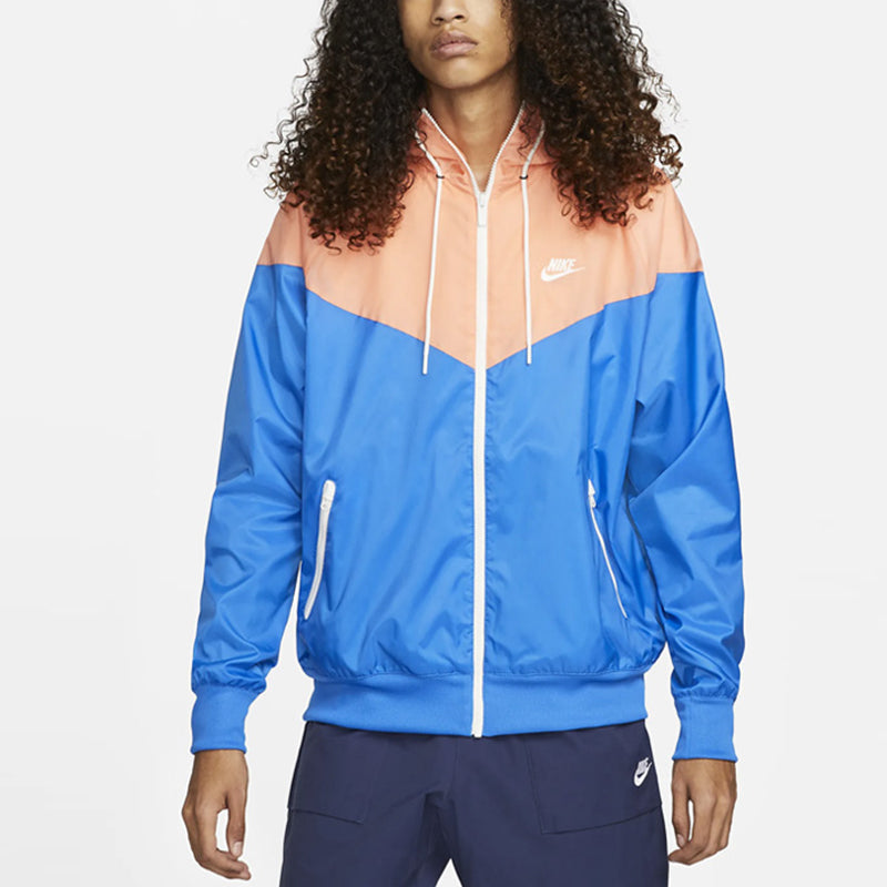 Nike Colorblock Zipper Windproof Hooded Jacket Blue DA0001-403