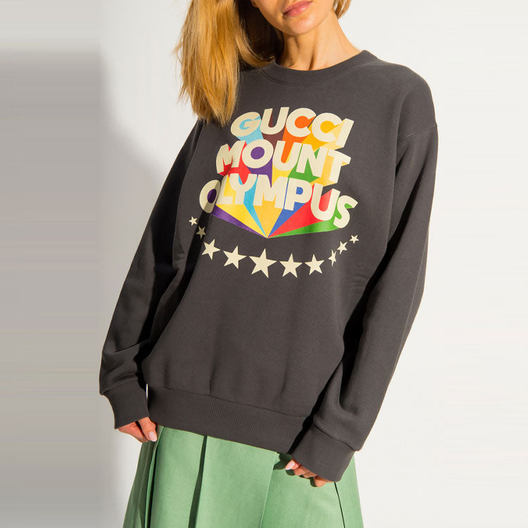 (WMNS) Gucci FW21 Solid Color Casual Alphabet Round Neck Hoodie Gray 617964-XJDJK-1042