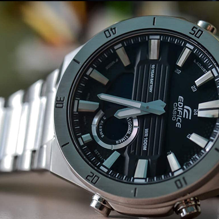 CASIO EDIFICE Quartz Waterproof Black Watch Dial Mens Black Analog/Digital Combo ERA-110D-1A