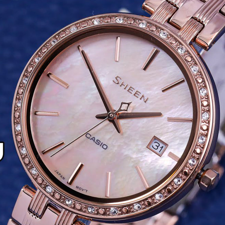 CASIO Female SHEEN Japan / South Korea Fashion Rose Gold Analog SHE-4052PG-4A