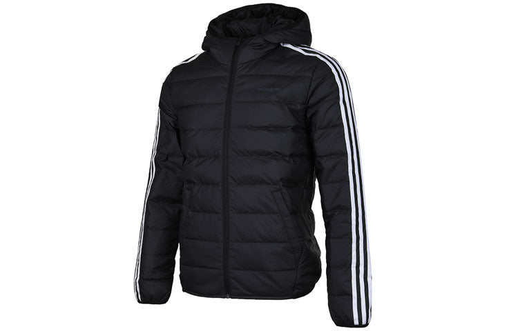 adidas neo Windproof Stay Warm Casual hooded Zipper Down Jacket Black GJ8784