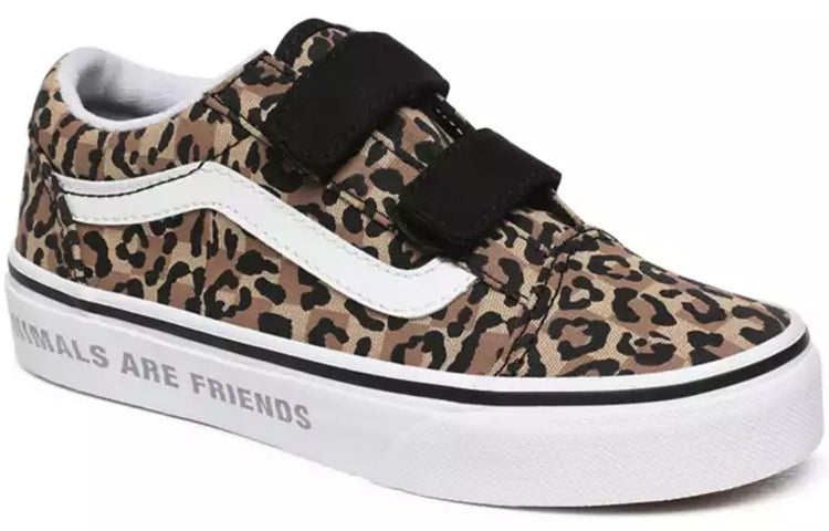 Vans Animal Checkerboard Old Skool V Kids Leopard Grain Brown VN0A4UI1WKA